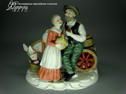 Купить фарфоровую статуэтку Capodimonte Тележка с осликом